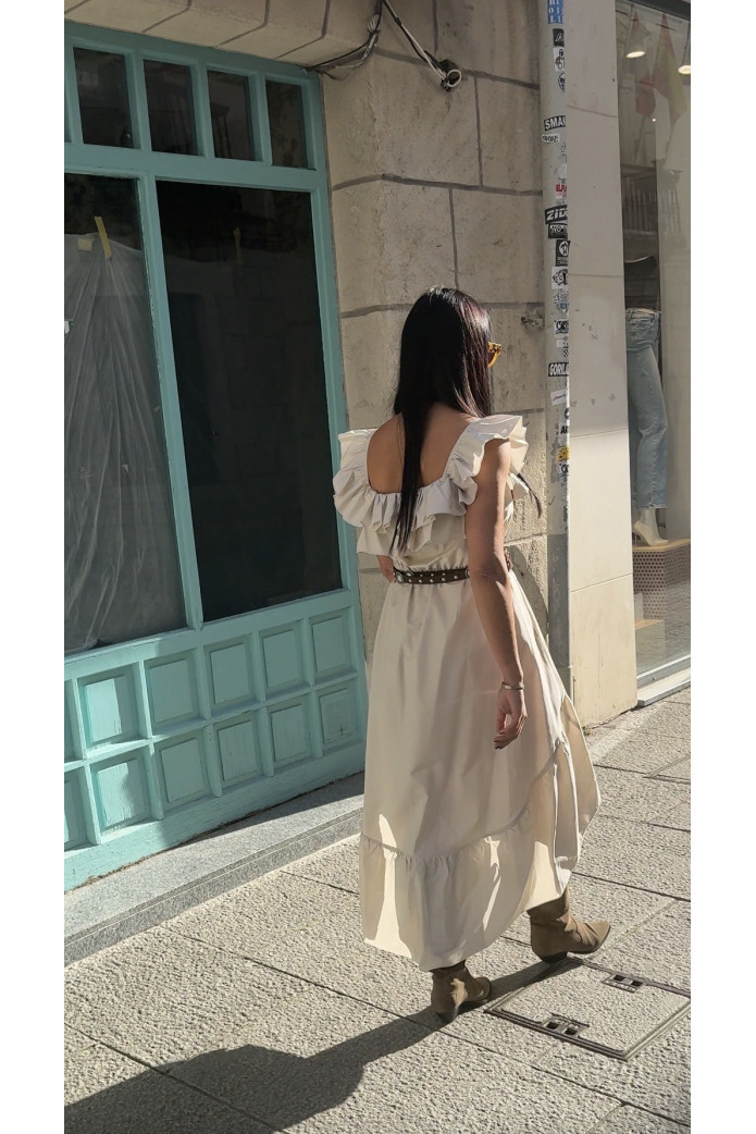 Ruffle Dress Cora Aniye By | Vestido Volantes Beige Mujer