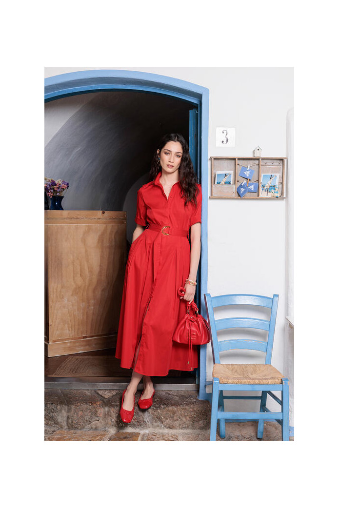 Vestido Midi Rojo Evasé | Lola Casademunt Mujer