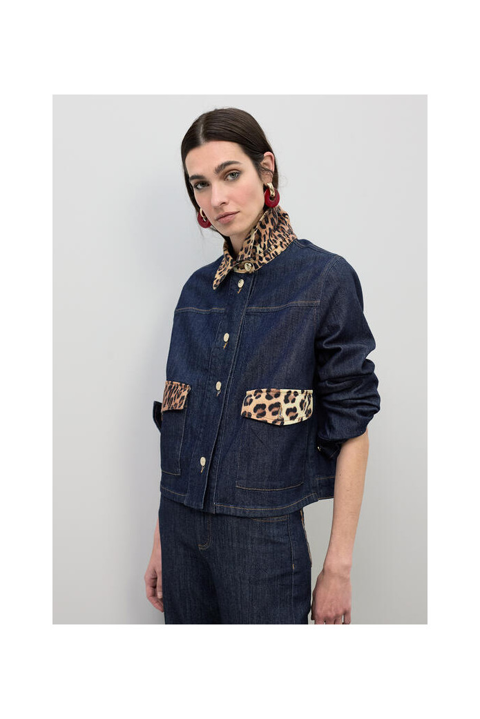 Cazadora Denim Leopardo | Lola Casademunt Mujer