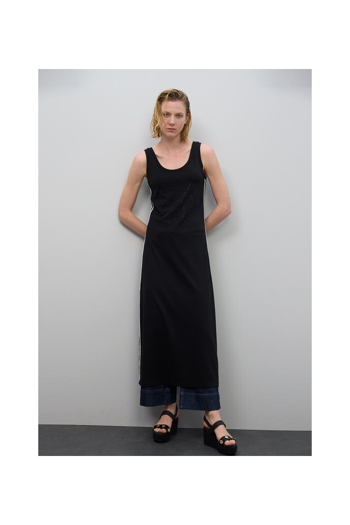 Vestido Negro Cintas Laterales | Lola Casademunt