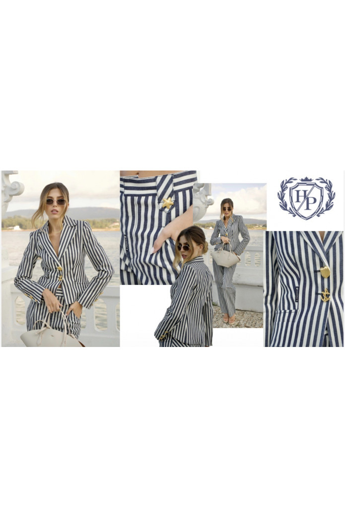 Americana Rayas Highly Preppy | Chaqueta Raya Azul