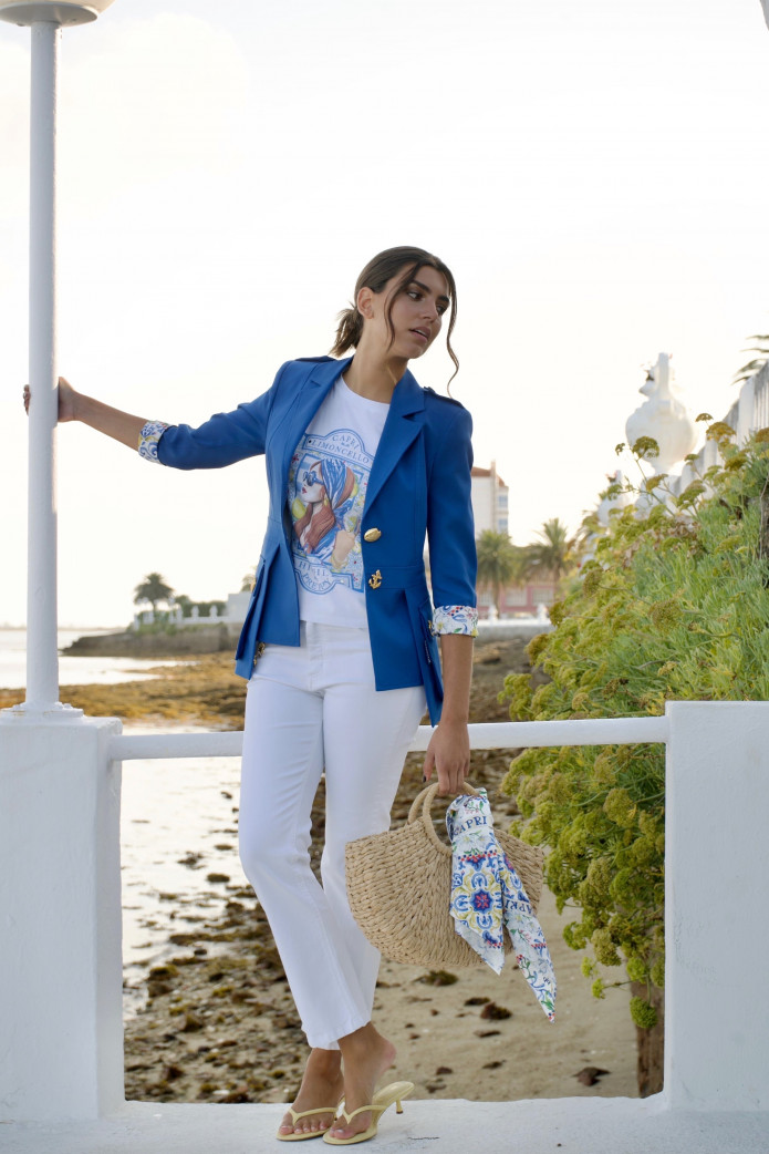 Sahariana Azul Highly Preppy | Americana Capri Mujer
