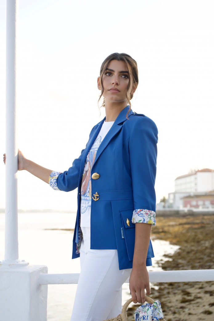 Sahariana Azul Highly Preppy | Americana Capri Mujer