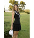 Vestido Negro Canalé Highly Preppy | Vestido con Falda de Gasa