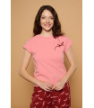 Top Tangerine Minueto – Camiseta Mujer Naranja Bordada Verano