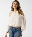Blusa de Gasa Guess Blanca | Blusón Mujer Elegante