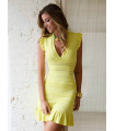 Vestido Malvasía Camaleónica | Vestido Amarillo Elegante Mujer