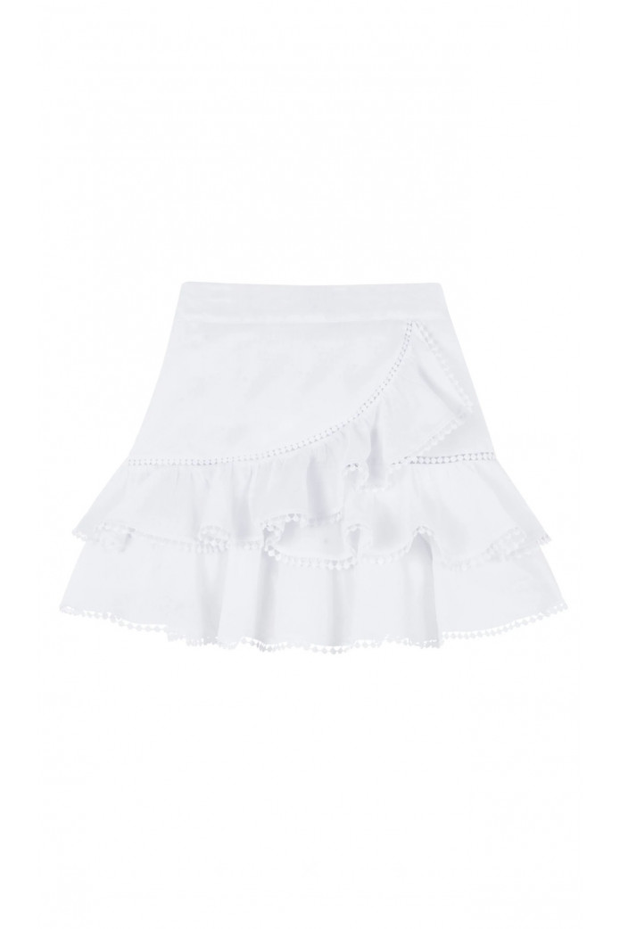 Falda Fera Blanca Charo Ibiza | Falda Corta Boho Mujer