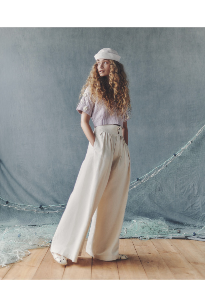 Camisa Kapildui Zaitegui SS26 | Camisa Rayas Bordada Mujer