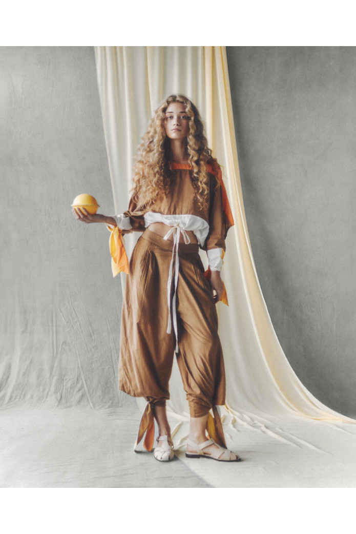 Pantalón Urola Zaitegui – Pantalón Baggy Seda y Algodón Marrón SS26