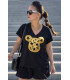 Camiseta Over Gold Bear Noc Atelier | Camiseta Negra Mujer