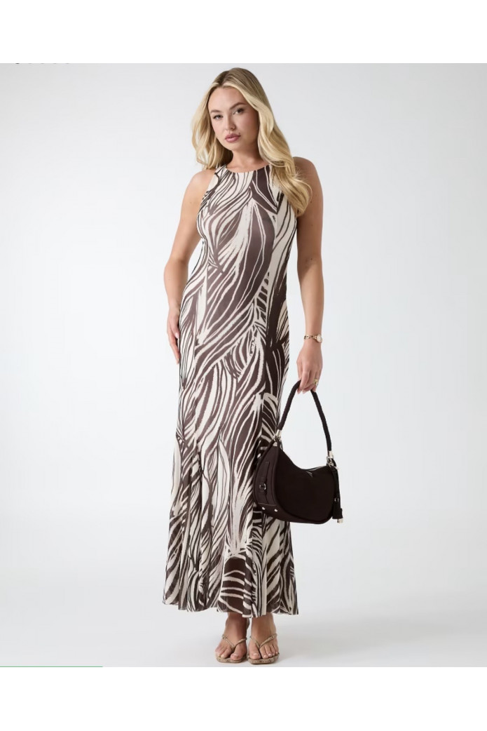 Vestido Maxi de Malla Guess Marrón | Vestido Largo Mujer en FriendsnShop