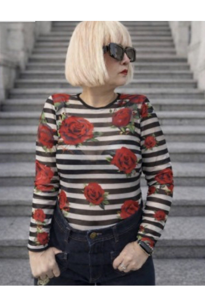 Camiseta Tul Rosas Noc Atelier | Camiseta Mujer Floral