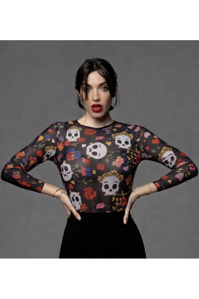 Camiseta Tul Noc Atelier | Camiseta Transparente Estampada Mujer