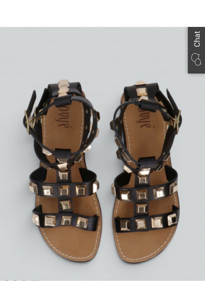 Sandalias Ovye negras | Sandalias romanas con tachas mujer