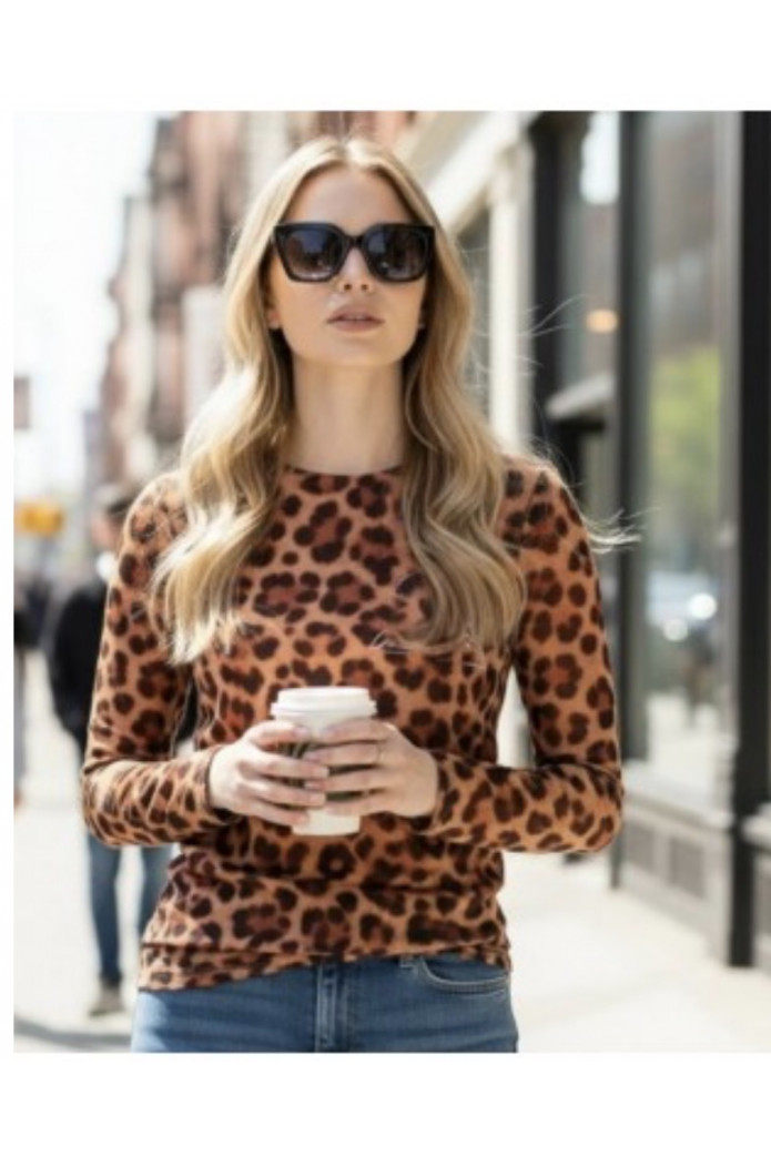 Camiseta Tul Leopardo Noc Atelier | Camiseta Animal Print Mujer