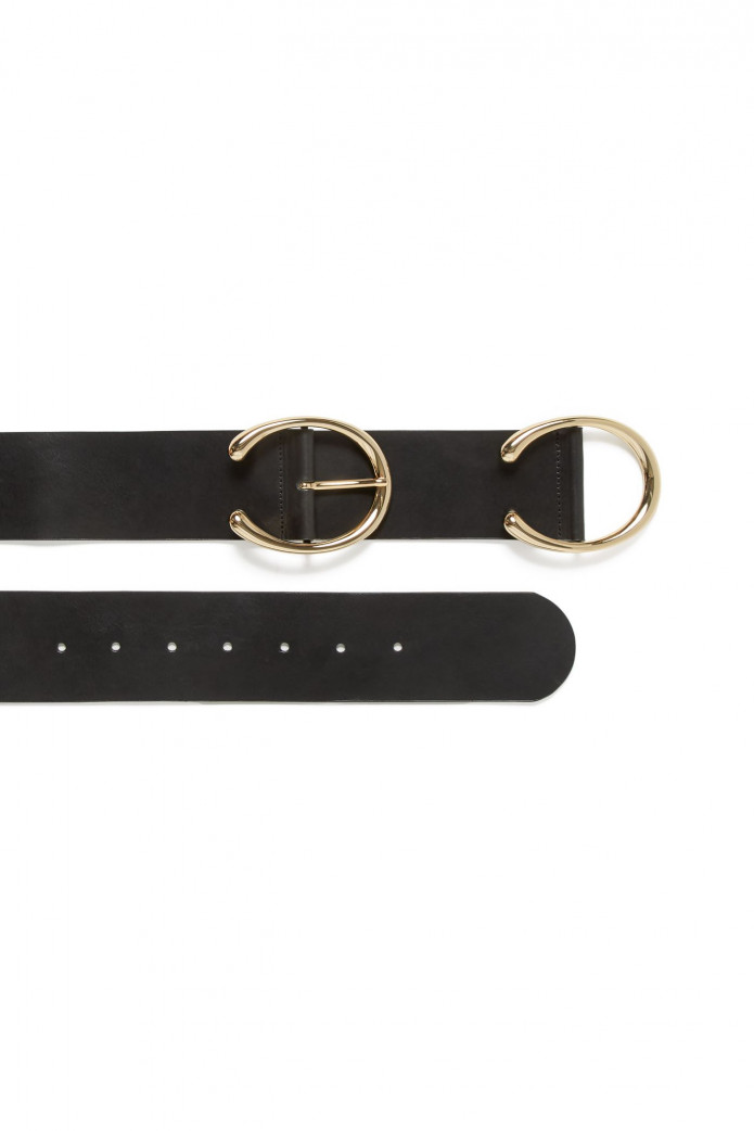 Cinturón Isa Double Aniye By mujer | Cinturón negro doble hebilla – FriendsnShop