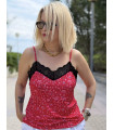 Camiseta lencera Santorini Noc Atelier | Top rojo con encaje mujer – FriendsnShop