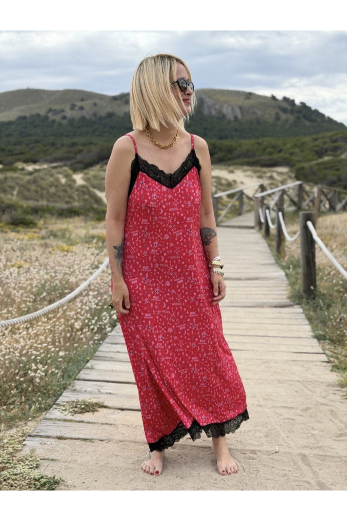 Vestido lencero Santorini Noc Atelier | Vestido largo rojo con encaje – FriendsnShop