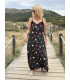 Vestido lencero Capri negro Noc Atelier | Vestido largo con encaje y estampado – FriendsnShop