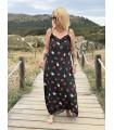Vestido lencero Capri negro Noc Atelier | Vestido largo con encaje y estampado – FriendsnShop