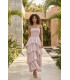 Vestido nido de abeja con volantes | Vestido largo palabra de honor – FriendsnShop