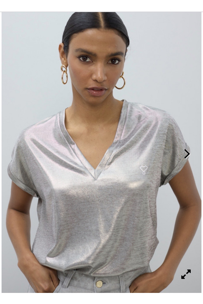Camiseta Plateada Lola Casademunt | Camiseta Brillo Mujer