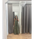 Vestido Largo Verde Kaki 100% Algodón con Bolsillos | FriendsNShop