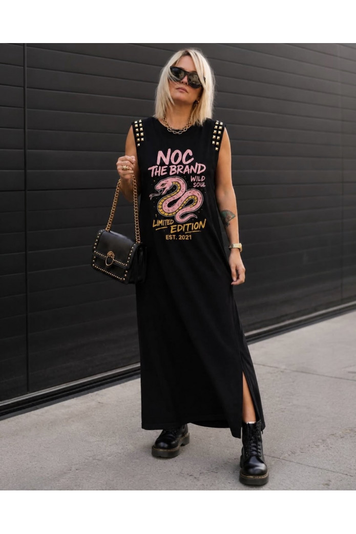 Vestido Largo Wild Soul Noc Atelier – Vestido Negro Oversize con Tachuelas