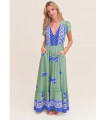 Vestido Largo Blue Bird Print Carmen de Jaase | FriendShop