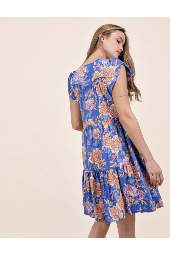 Vestido Corto Jaase azul floral | Moda boho mujer | FriendShop