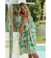 Vestido Corto Jaase verde estampado | Moda boho mujer | FriendShop