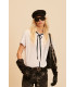 Camiseta Cuello Lila Blanca Mujer | FriendsnShop