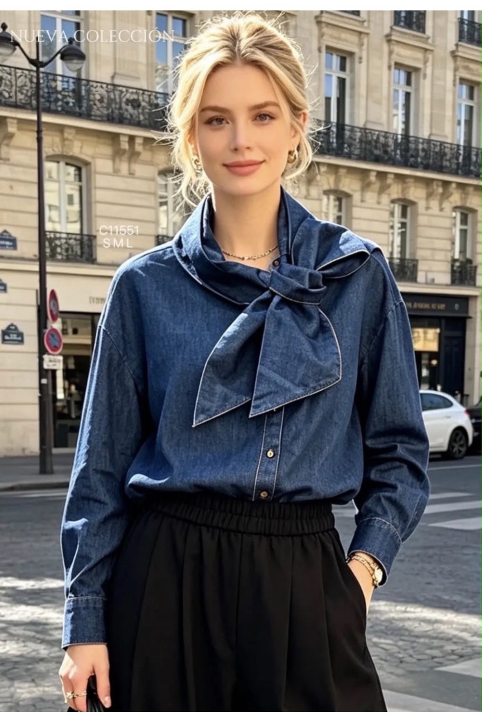 Camisa Vaquera con Lazada Mujer | FriendsnShop