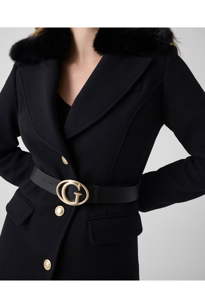 Abrigo Negro con Cinturón Guess | FriendsnShop