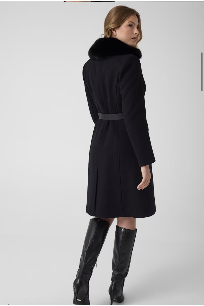 Abrigo Negro con Cinturón Guess | FriendsnShop