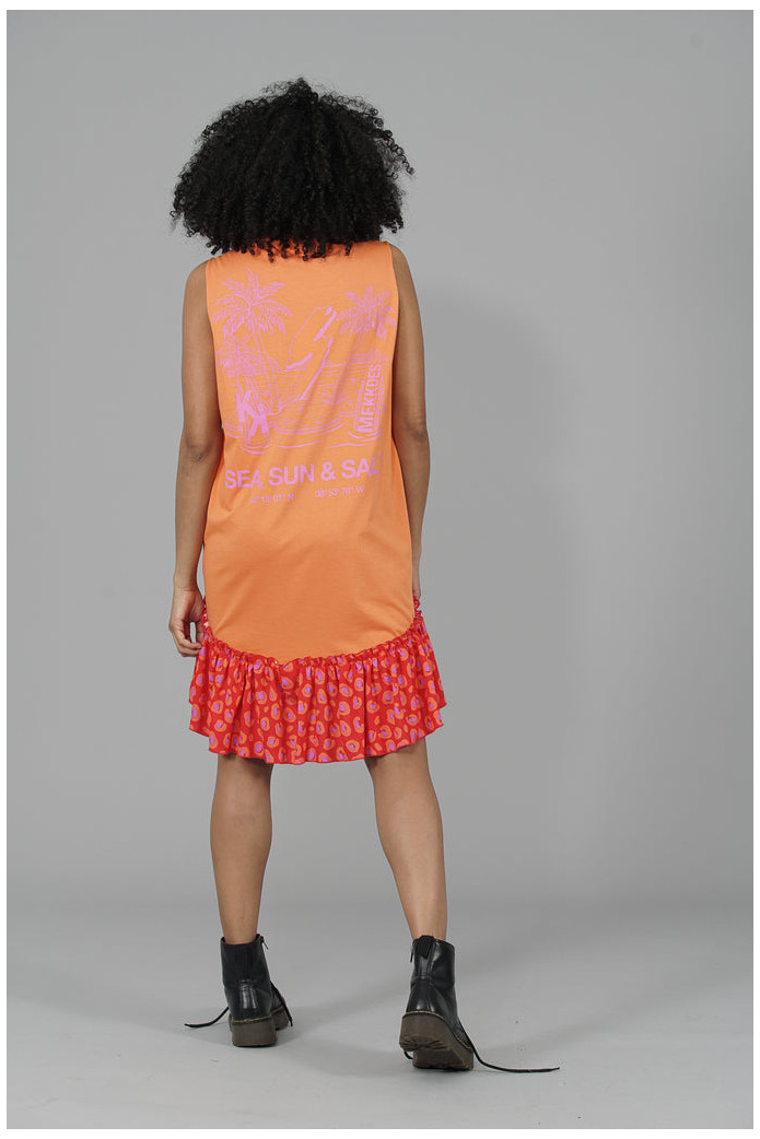 Vestido Camiseta Venice Fruncido · Naranja & Prin MEKKDES