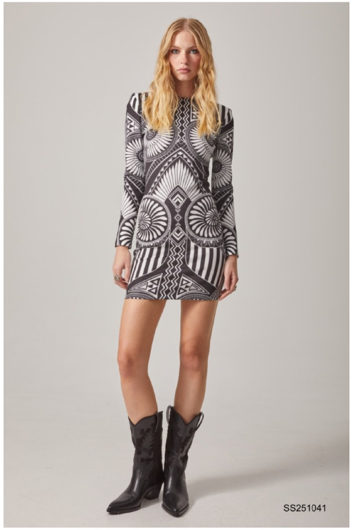 Vestido estampado de punto corto - Highly Preppy