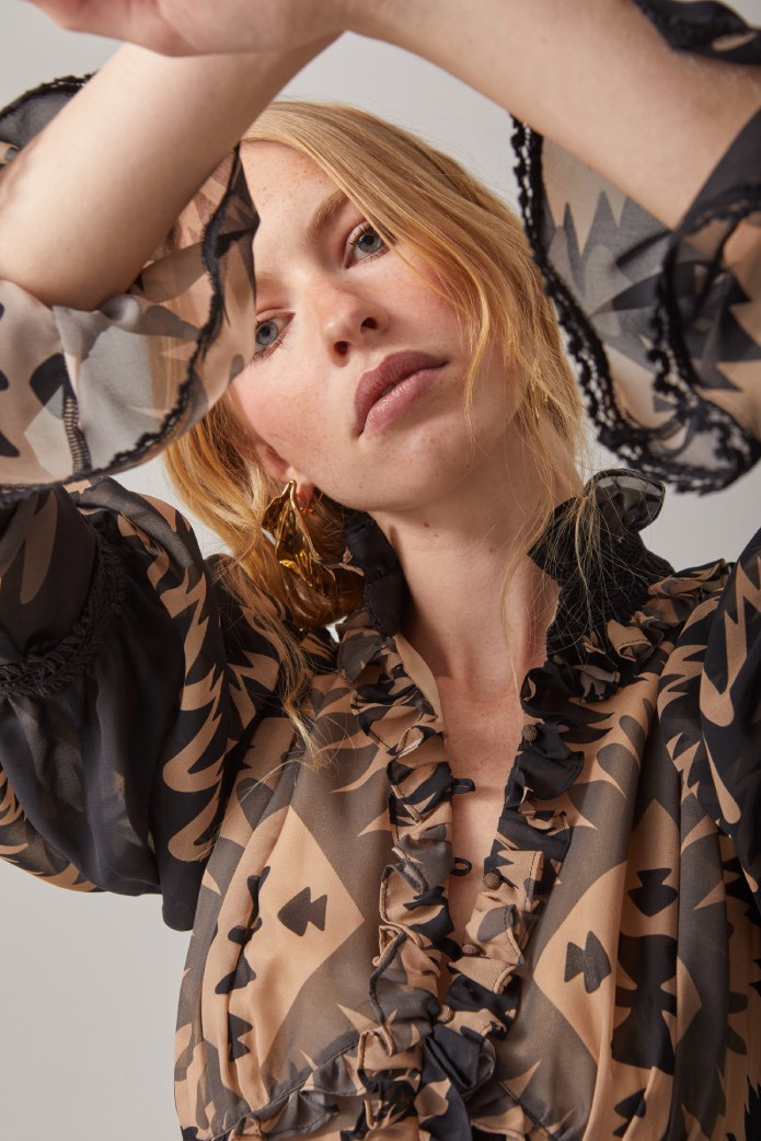 VESTIDO ROMANTICO EN GASA MANGA JAMON - higly preppy
