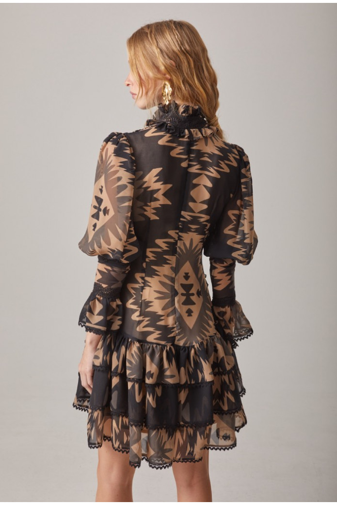 VESTIDO ROMANTICO EN GASA MANGA JAMON - higly preppy