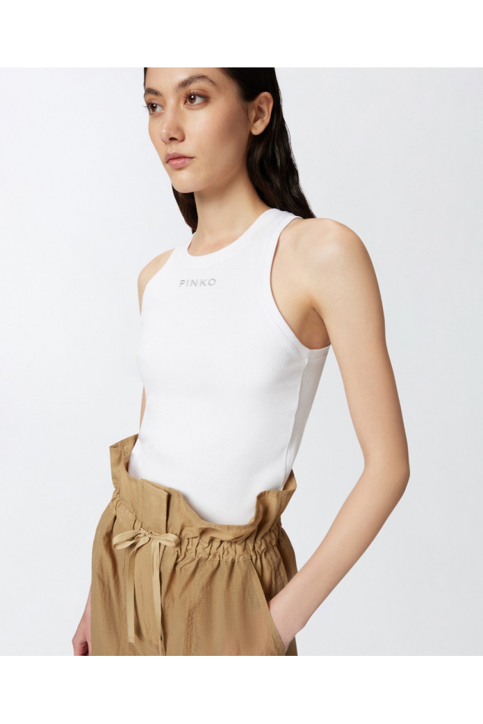 Camiseta de punto acanalado con logotipo - pinko
