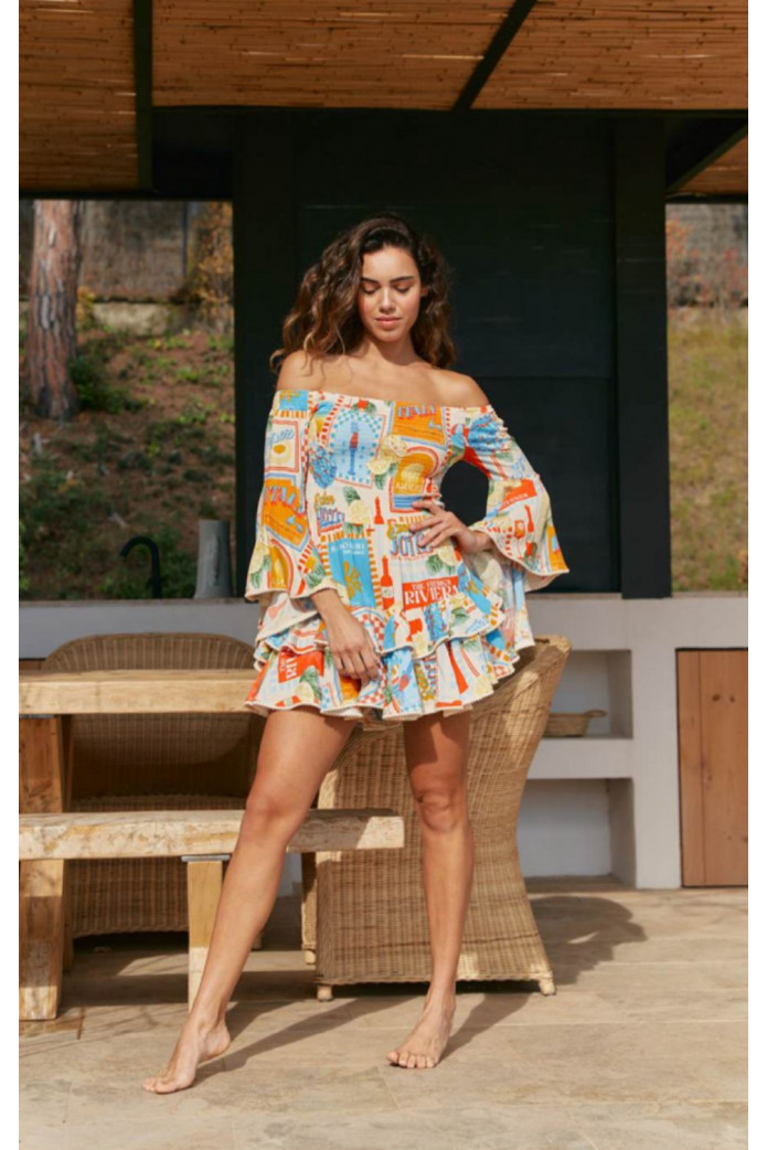 vestido sun lounger print primrose mini  maxi - jaase