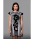 Vestido evasé Punky de rayas blanco y negro - Noc atelier