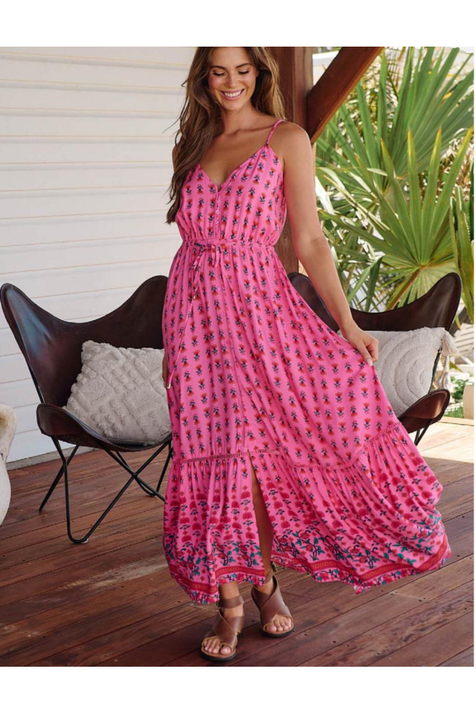 rasberry romance print avila dress - jaase