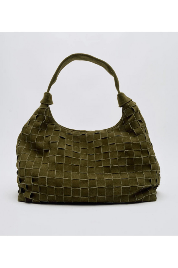 Big Dandy Olive – Bolso de hombro en ante trenzado verde oliva - nunoo