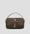 Helena Suede Dark Olive – Bolso de ante verde oliva con detalles dorados- nunoo