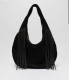 Gabi Suede Fringe Black – Bolso de ante negro con flecos -nunoo