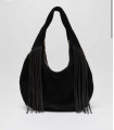 Gabi Suede Fringe Black – Bolso de ante negro con flecos -nunoo
