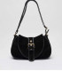 Maria Stitch Suede Black Gold – Bolso de ante negro con remates en piel- nunoo