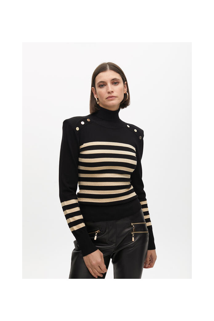 Jersey de rayas negro y crudo con botones – Lola Casademunt